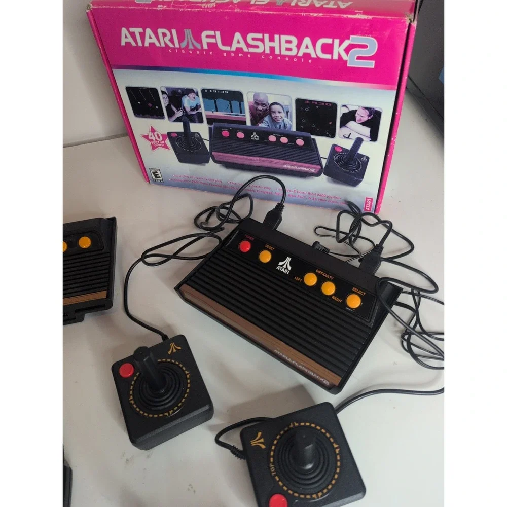Mixed Lot Atari Flashback 2, 3 & 5 Plug & Play Gaming Consoles + Joysticks & Box